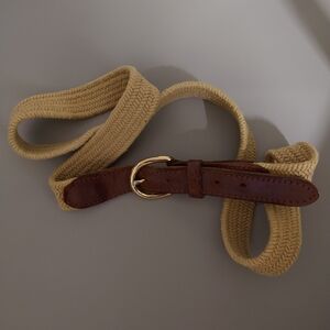 Brown Leather and Tan Woven Belt